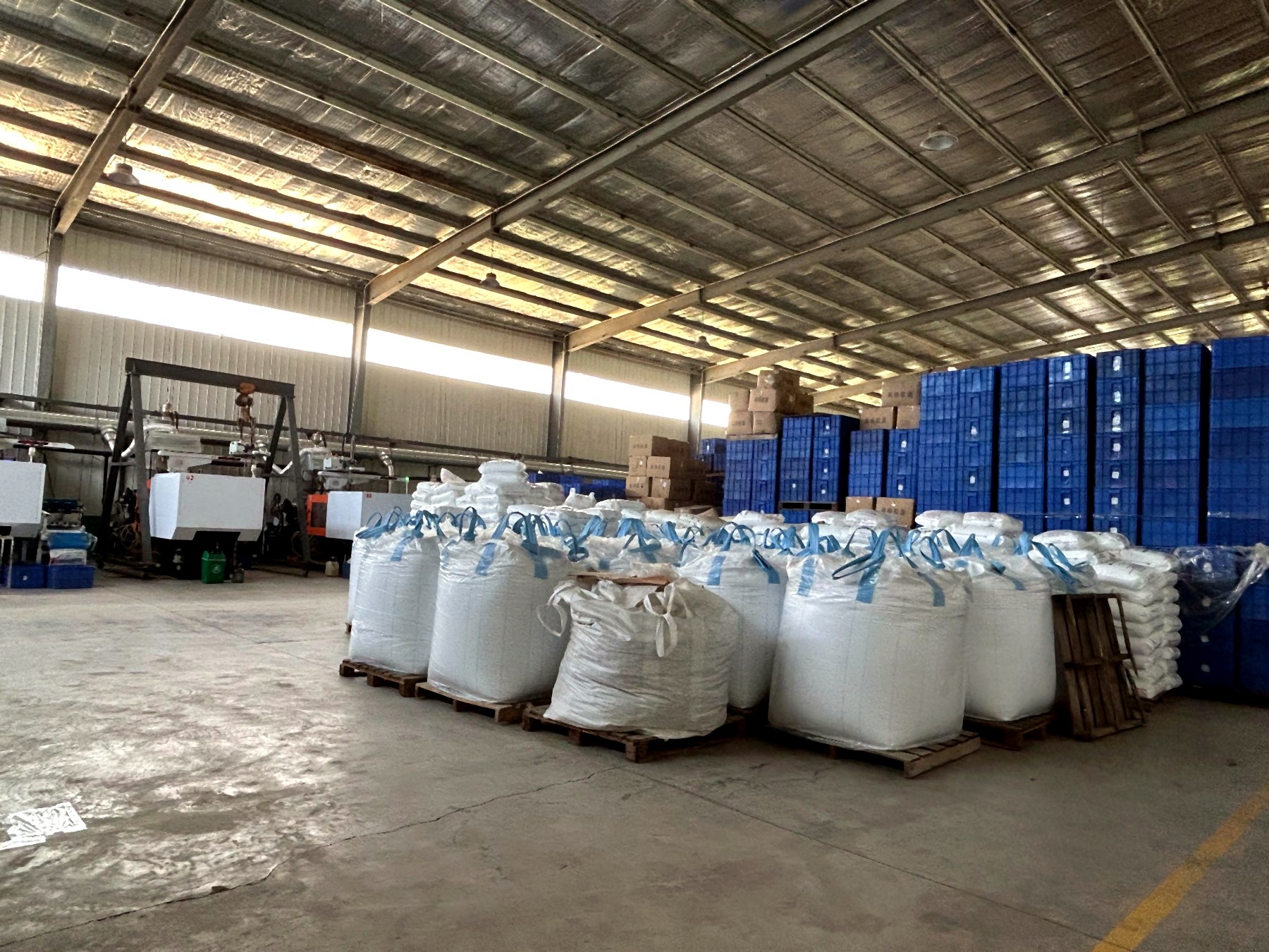Raw material and crate storage area